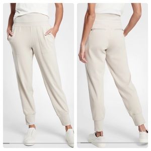 Athleta Venice Jogger Pants Stretchy High Rise In Abalone Grey Ivory Size M